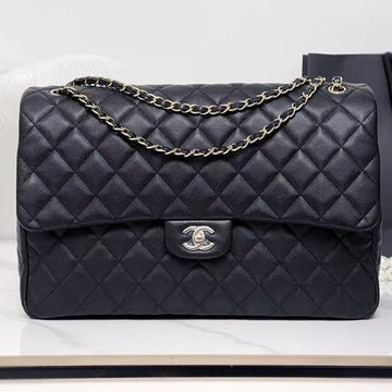 Chanel 40CM Bag Black Silver Lambskin