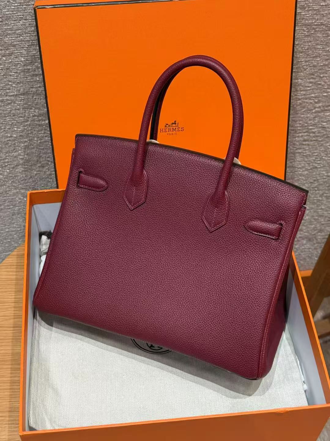 HM Birkin Burgundy Togo Leather Silver Hardware