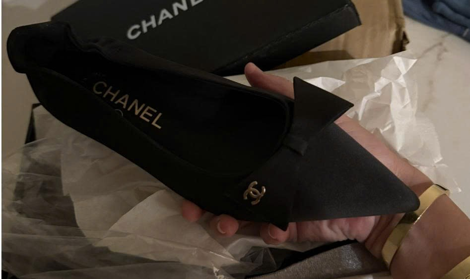 CC Bow Doll Shoes Ballet Flats Black Silk