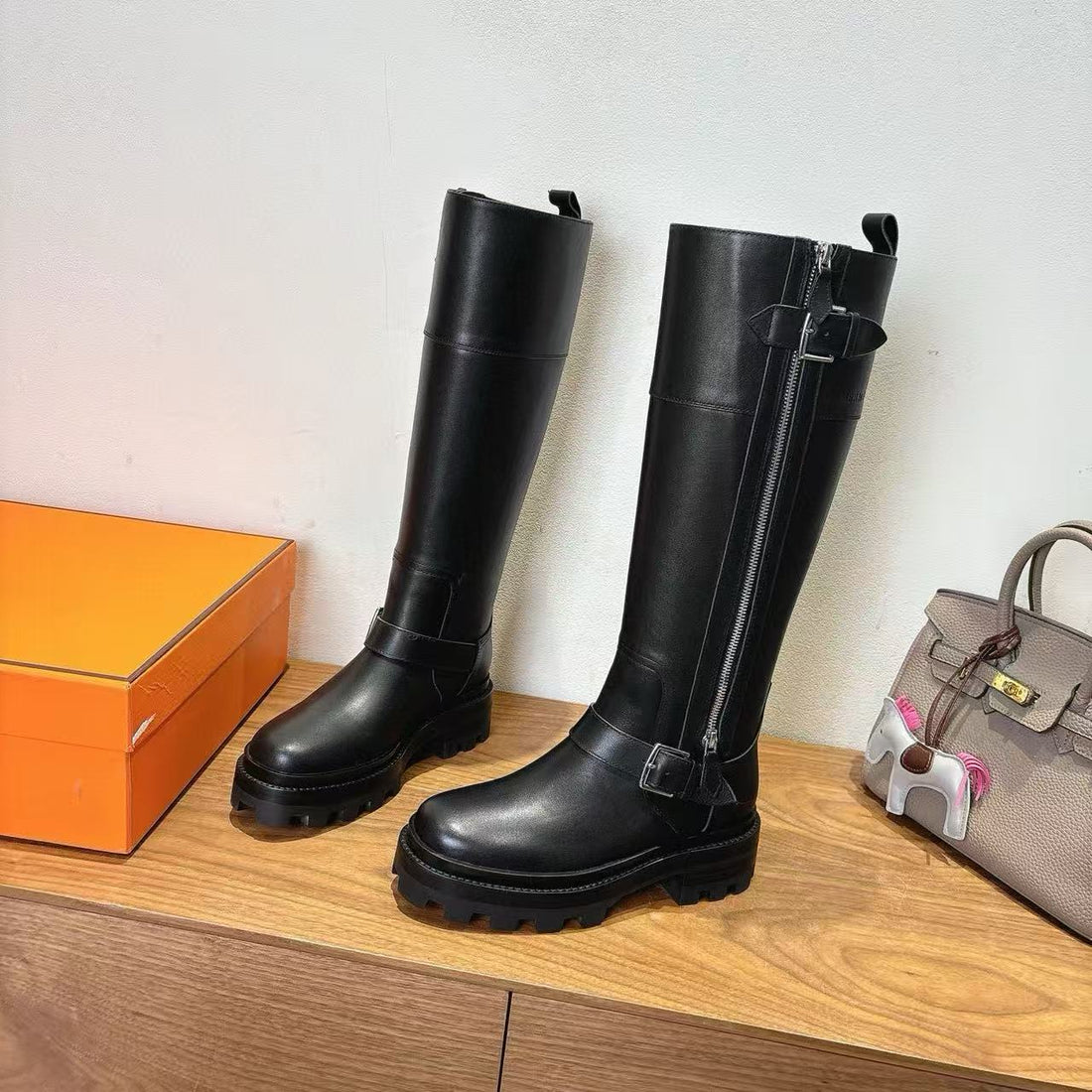 Hm Jamie High Boots Black Calfskin