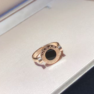 Bvlgari Rose Gold Flip Ring Set With Mother-Of-Pearl And Onyx
