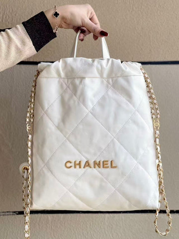 CC 2025 Backpack 34CM White Soft Calfskin 335088