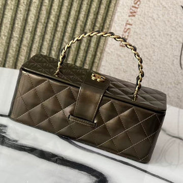 Chanel 2025 Vanity Bag 22CM Olive Green Leather