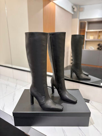 YSL Lily Long Boots 9CM Black Cowhide