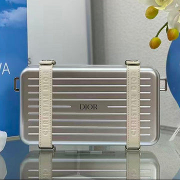 Rimowa X Dior Personal Cross-Body Bag Silver Aluminum