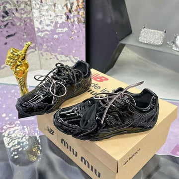 Miumi X Newbalance Sneaker Black Patent Leather