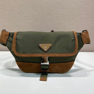 Prada 2025 Belt Bag Musk Green Mix Cocoa Recycled Polyamide