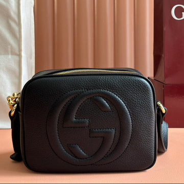 Gucci 2025 Soho Disco Bag 22CM Black Grained Leather
