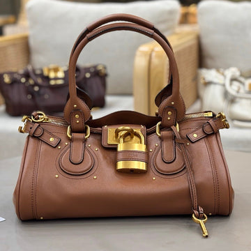 Chloé Paddington 36CM Bag With Gold-Tone Hardware Brown Leather