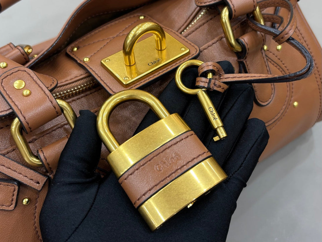 Chloé Paddington 36CM Bag With Gold-Tone Hardware Brown Leather