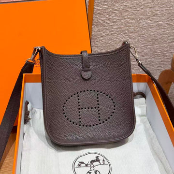 HM Evelyne 23CM Chocolate Brown Togo Silver Hardware
