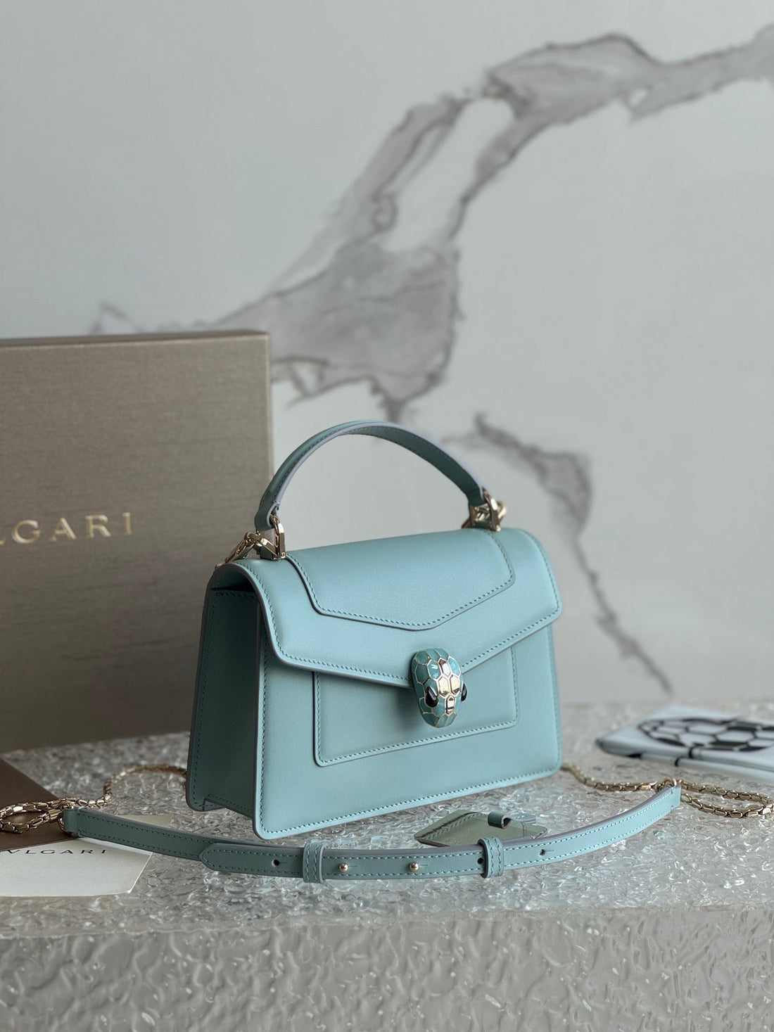 Bvlgari Serpenti Forever Shoulder Bag 19 Blue In Calfskin
