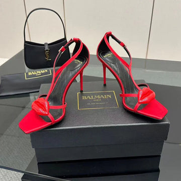 Balmain Lips 105MM Sandals Red Leather
