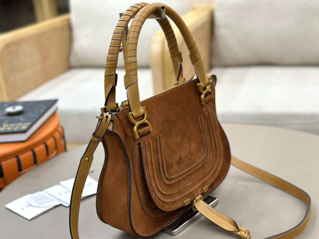 Chloé Marcie Bag 30CM Brown Suede