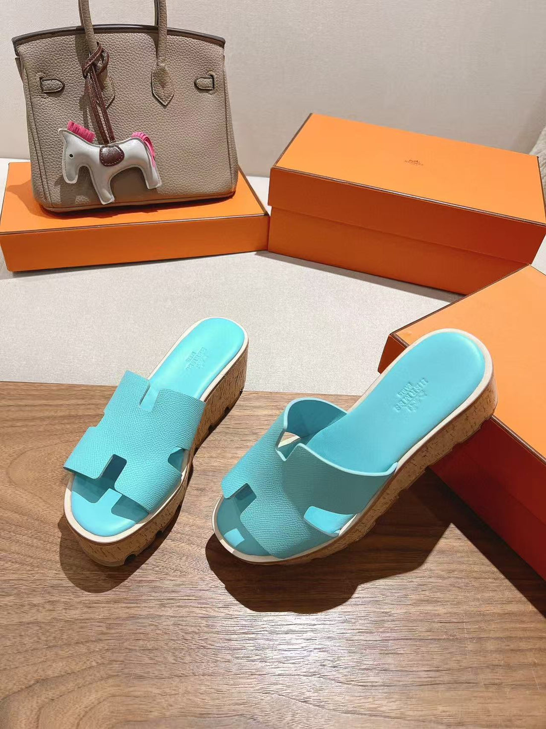 Eze 65 Sandal Mint Blue Calfskin