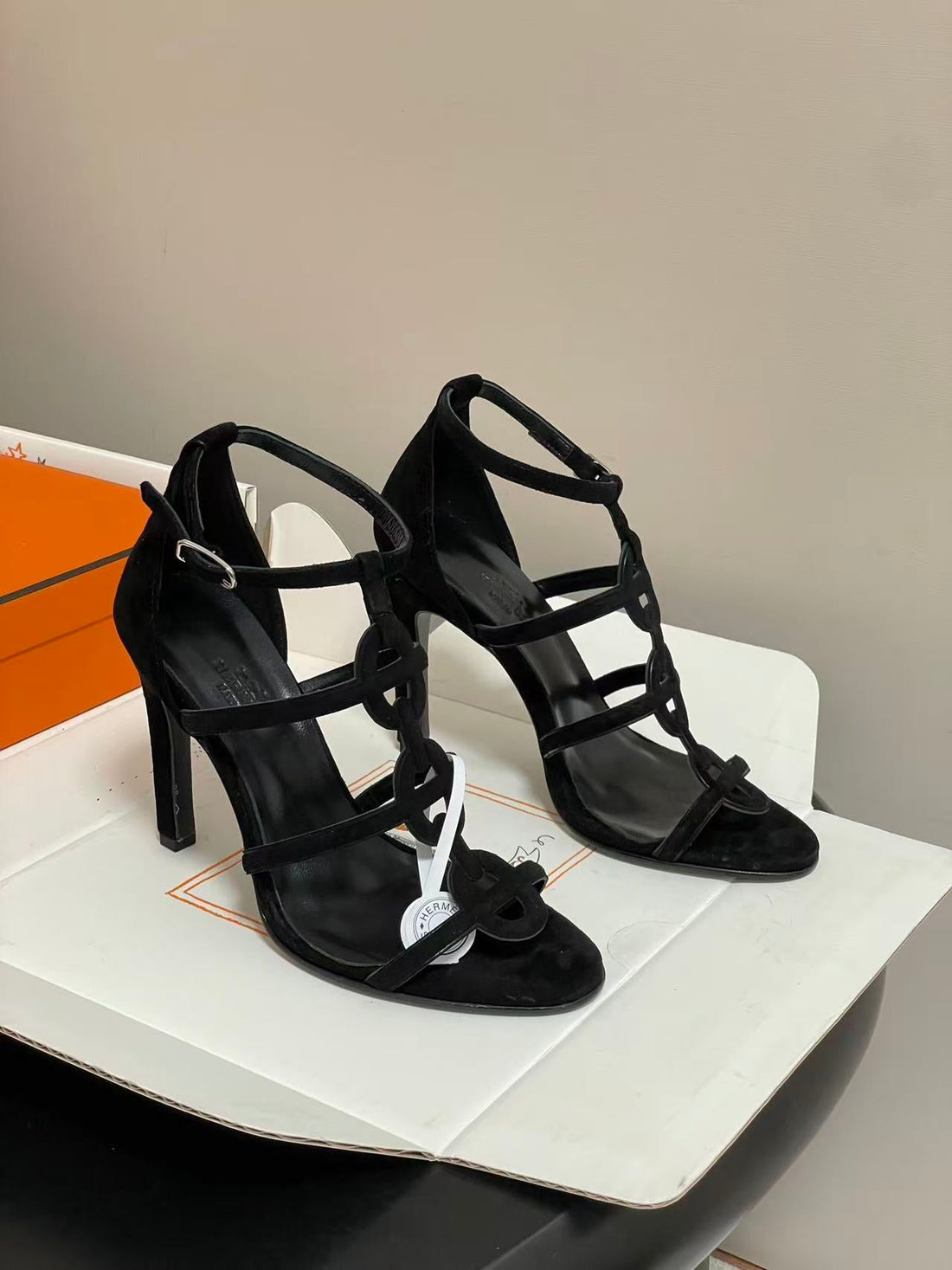 Hm 26S Strappy High Heel 105MM In Black Lambskin