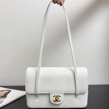 Chanel 26 Shoulder Bag 22CM White Caviar Leather