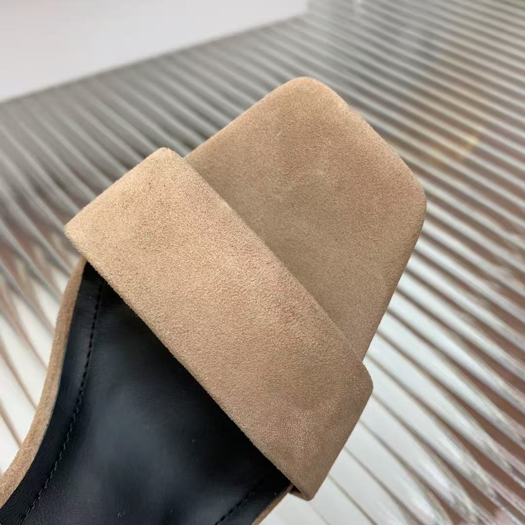 Balmain Crossover Strap Sandals 95MM Light Brown Suede