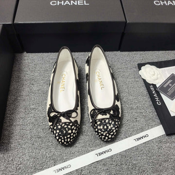 CC 26S Ballet Flat Black White Horse Hair