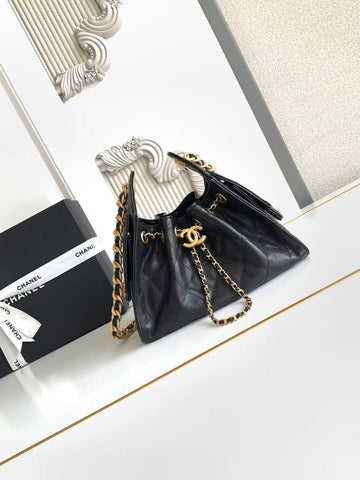 Chanel 25 Hobo Bag 22CM Black Calfskin Ghw