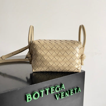Bottega Veneta 2026 Mini Loop Camera Bag Beige Woven Lambskin Leather