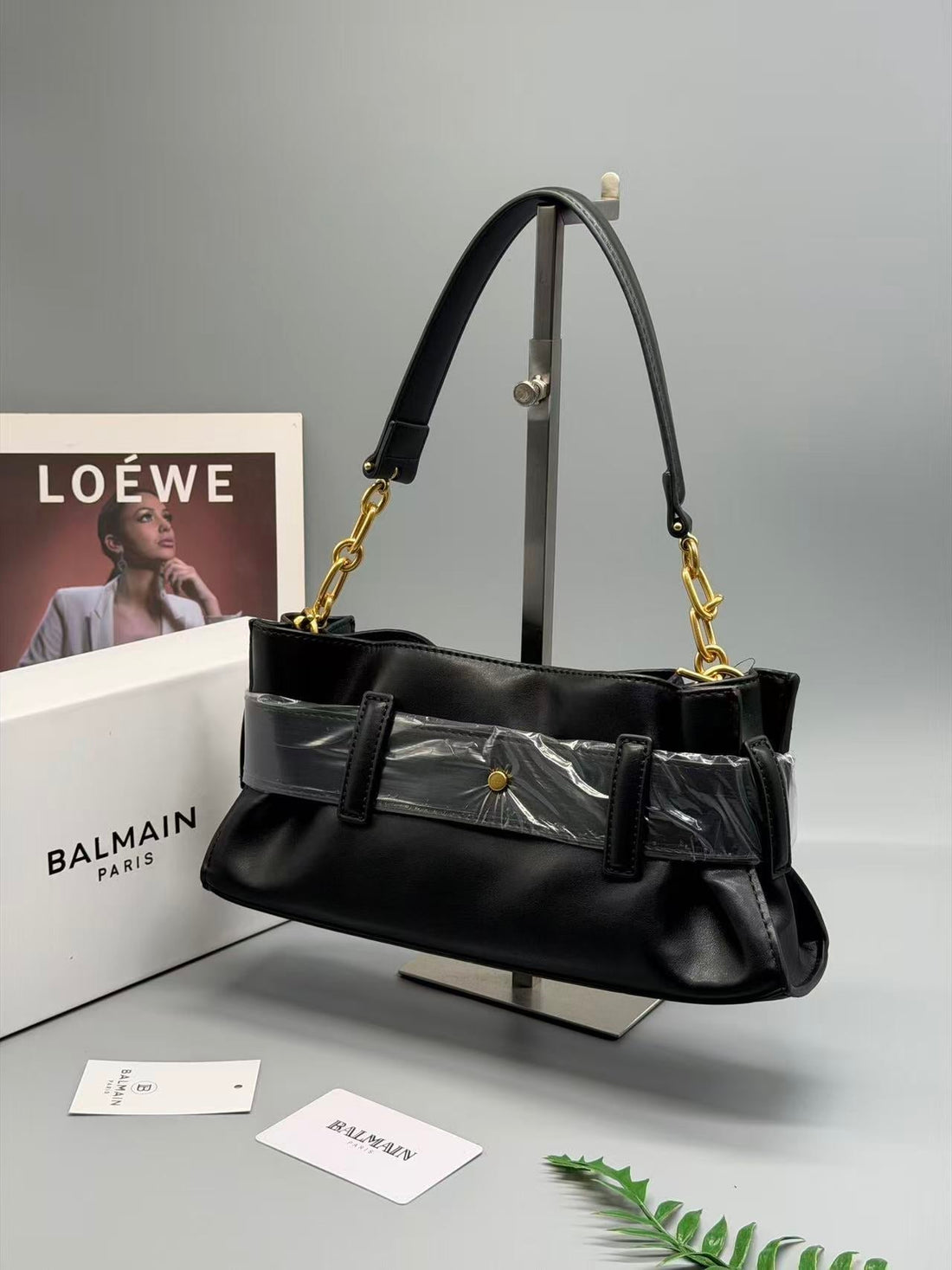 Balmain Mini Anthem Shoulder Bag Black Calfskin