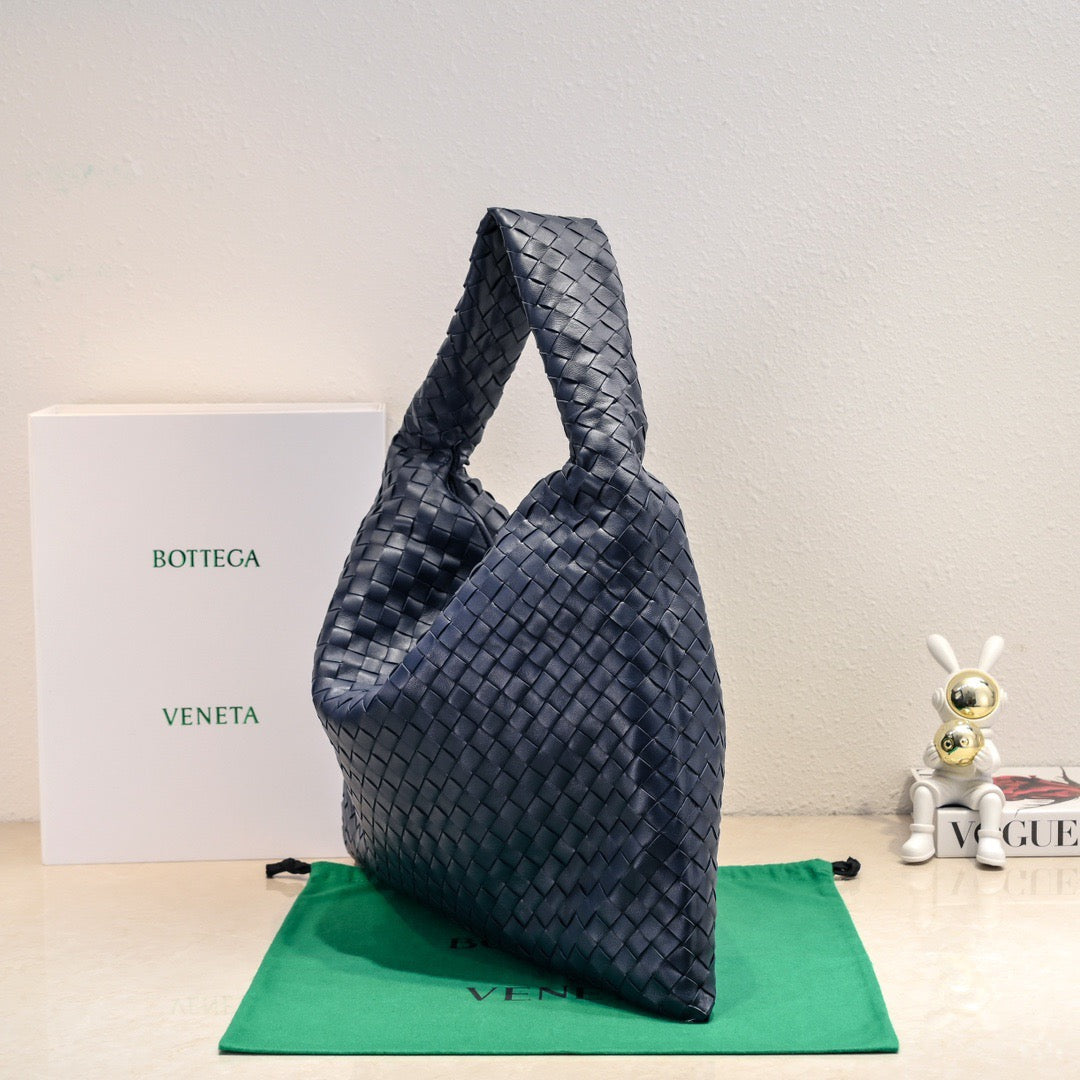 Bv Large Intrecciato 54CM Hobo Bag Navy Blue Calfskin
