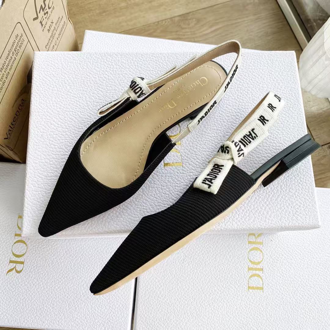 CD J'adior Pump Flat Black Technical Fabric