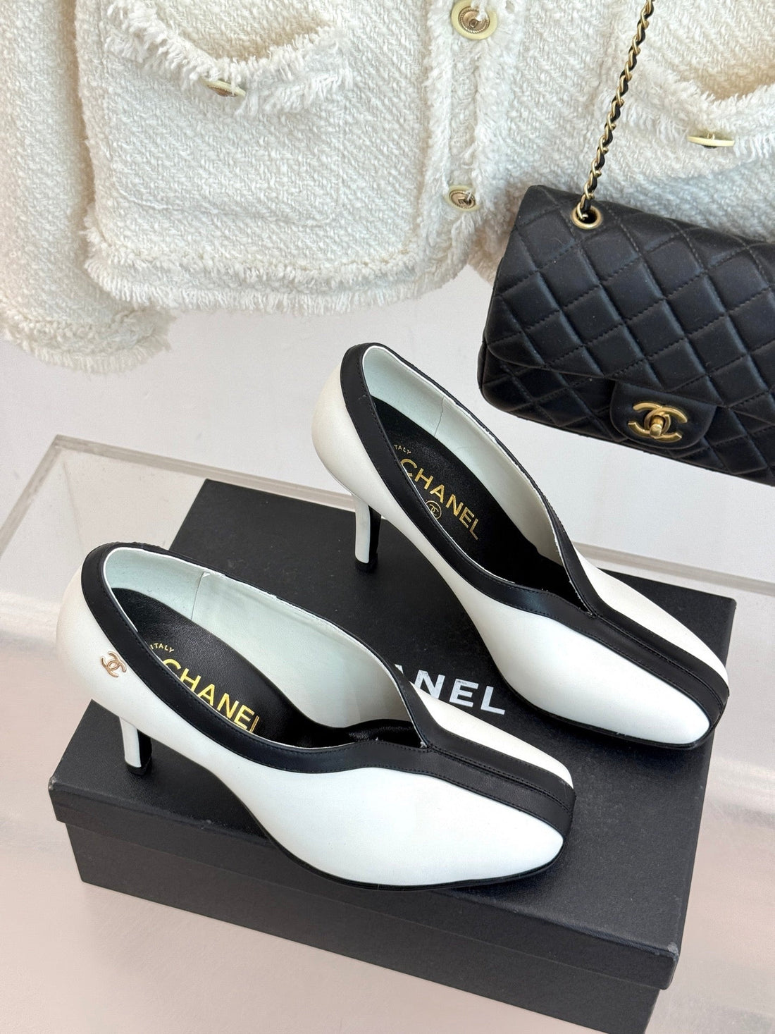 Chanel 2026 High-Heeled Pump White Sheepskin