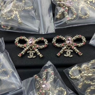 Chanel Ribbon Bow CC Earrings