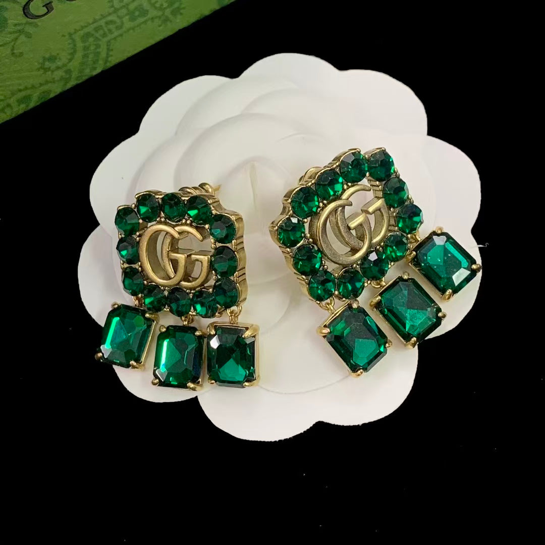 GG Crystal Double G Gold-Stone Earrings