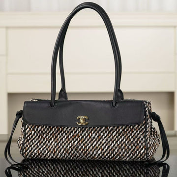 Chanel 2026 Shopping Tote Bag 30CM Black Cowhide Wool