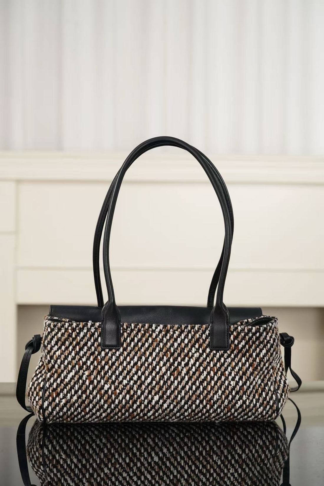 Chanel 2026 Shopping Tote Bag 30CM Black Cowhide Wool