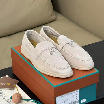 Lp Summer Walk Loafers Light Gray In Sandblasted Leather