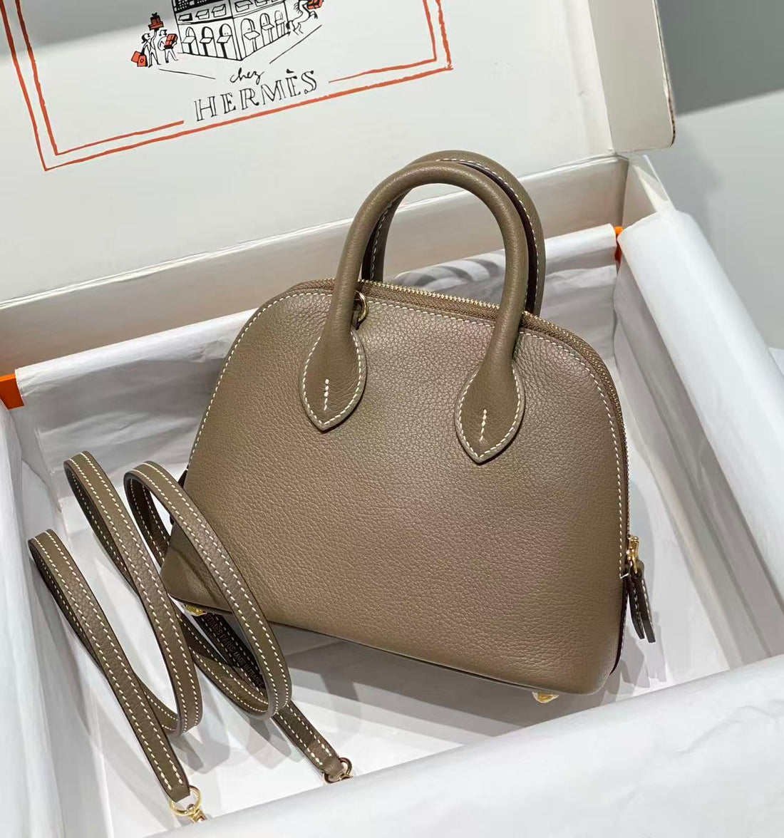 HM Bolide Mini 18CM Etoupe Togo Leather Gold Hardware