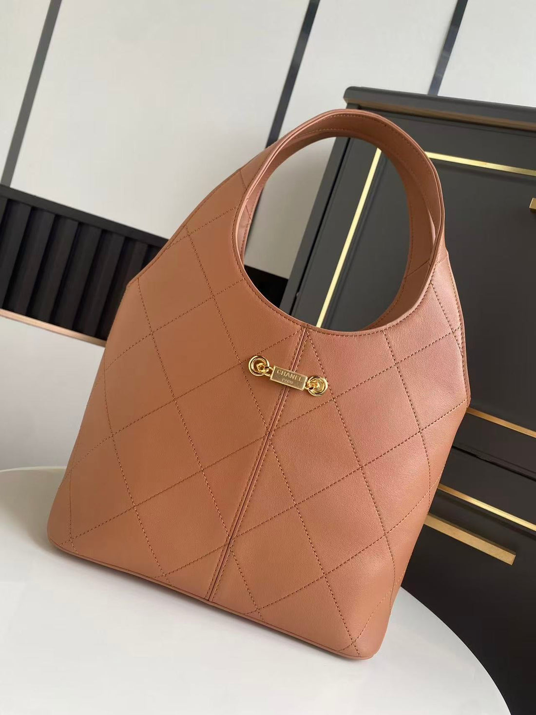 Chanel Hobo Bag 35 Brown In Cowhide