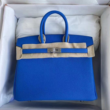 Hermes 2025 Birkin Bag 25CM Blue Togo Leather Silver Hardware