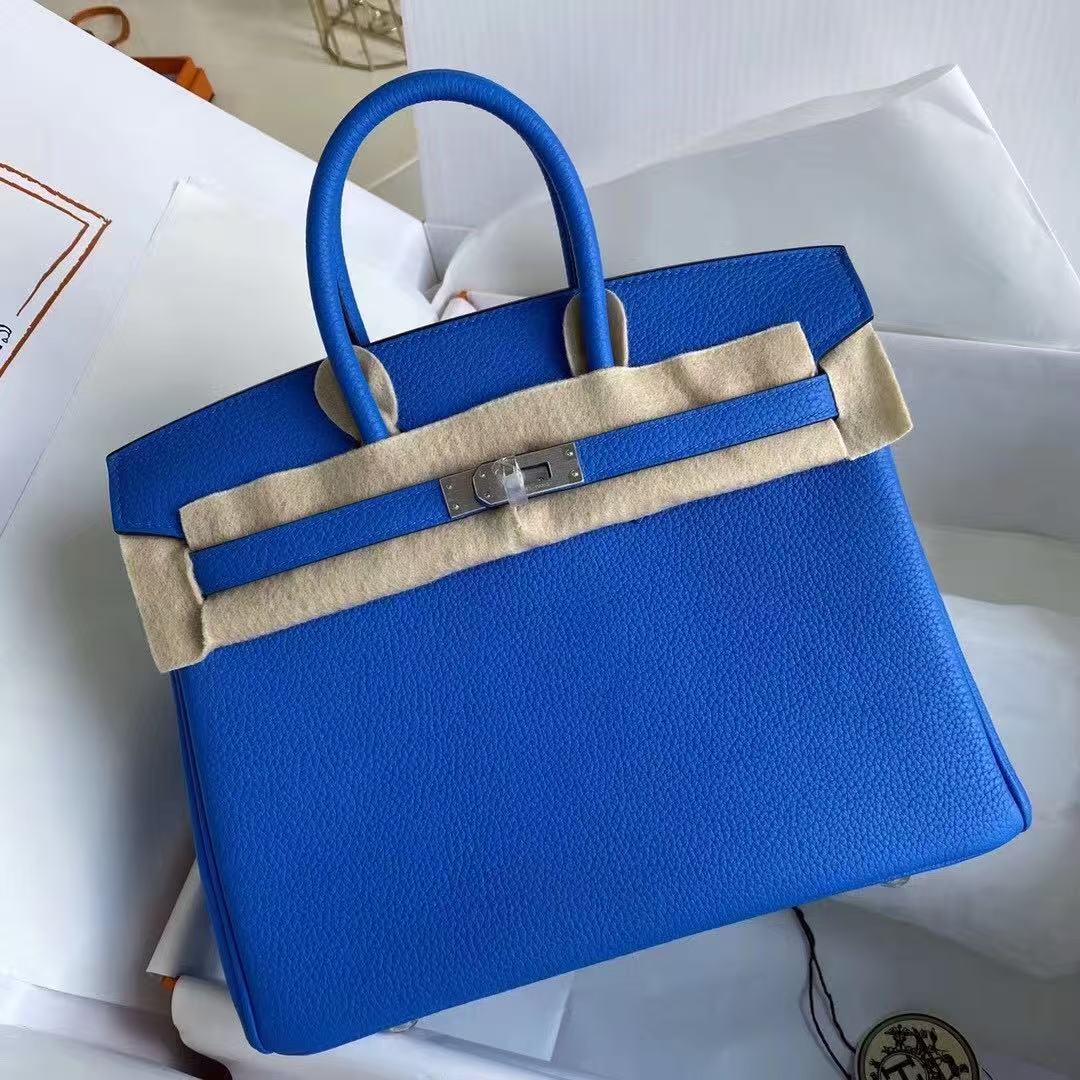 Hermes 2025 Birkin Bag 25CM Blue Togo Leather Silver Hardware