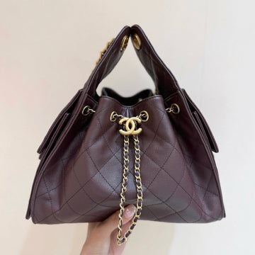 CC 25FW Hobo Bag 26CM Dark Brown Caviar