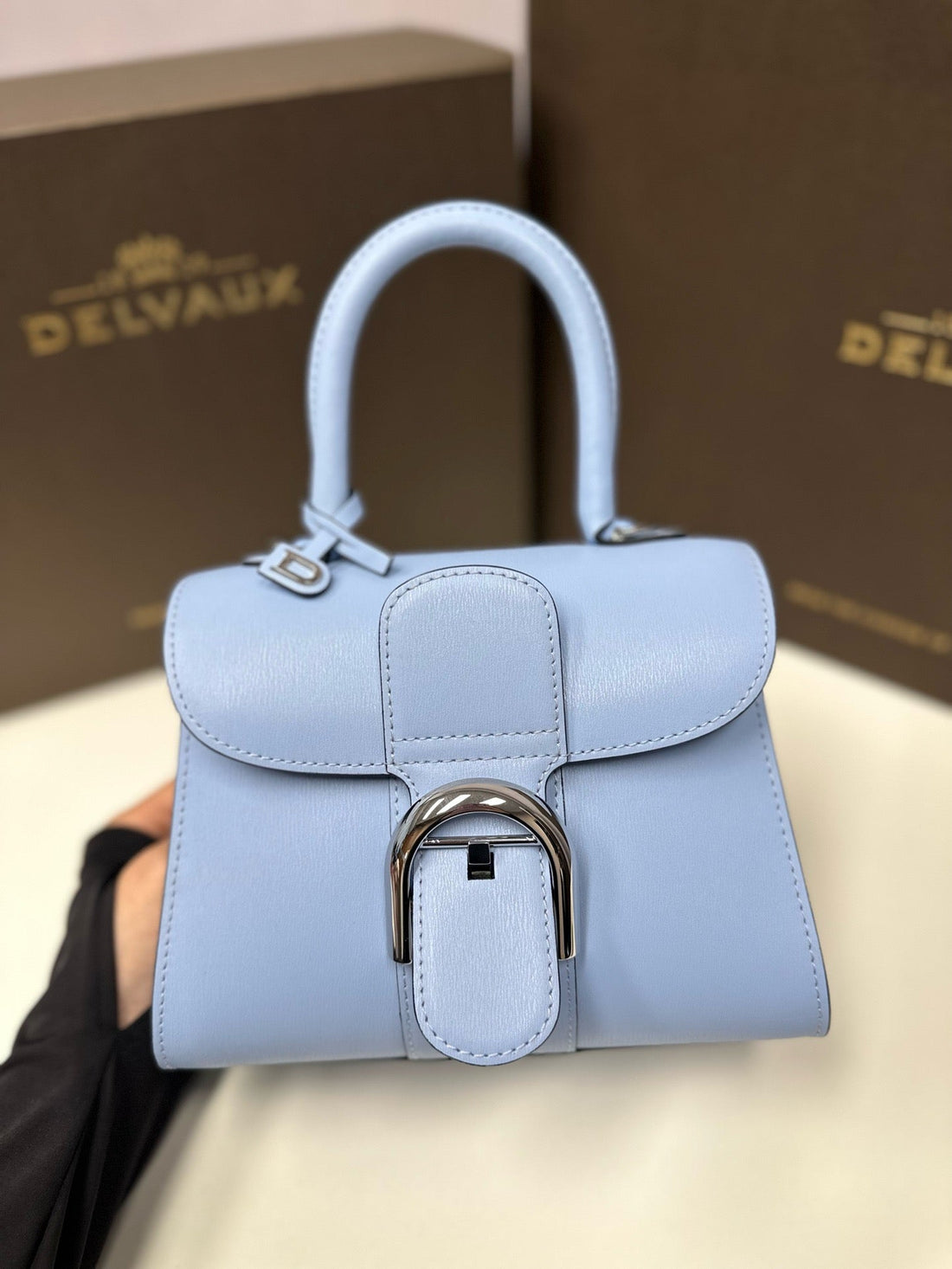 Delvaux Brillant Mini Bag 20CM Baby Blue In Cowhide