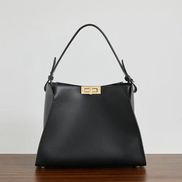 Ff Peekaboo 27 In Black Calfskin With Gold Hardware