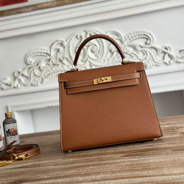 HM Kelly 25CM Bag Brown Epsom Leather Ghw