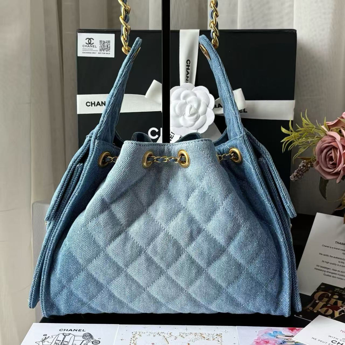 CC 25C Hobo Bags 26CM Blue Denim
