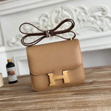 HM Constance Bag Dark Beige Epsom Gold Hardware