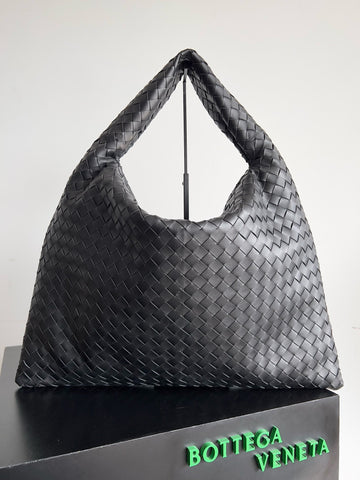 Bv Large Intrecciato 54CM Hobo Bag Black Calfskin