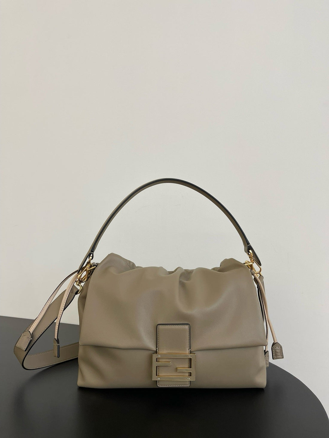 Ff Mamma Baguette Bag Large 31CM In Grey Lambskin