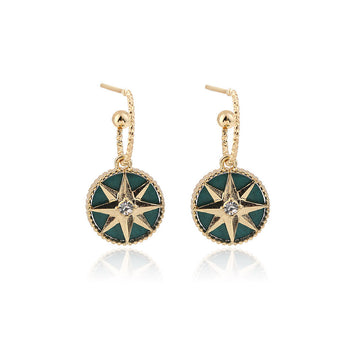 Lucky Star Gold Malachite Earrings