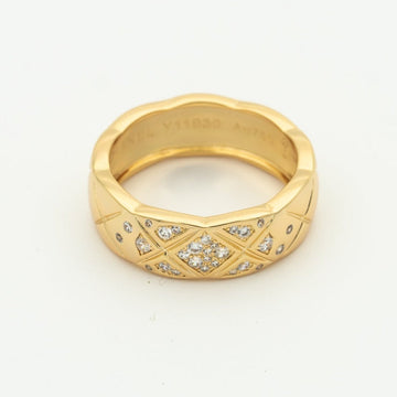 Crush Ring 6.8mm Pink Gold Diamonds Quilted