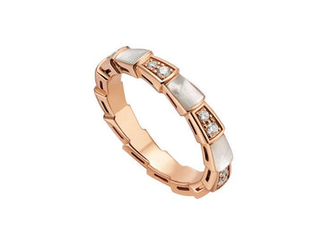 Serpenti Ring Pink Gold Diamond Mop 3MM
