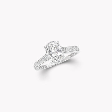 Flame Oval Silver Diamond Engagement Ring